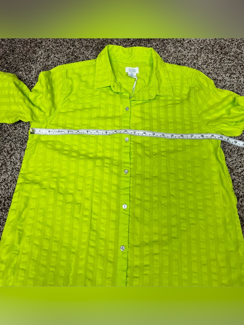 New Sigrid Olsen Lime Green 100% cotton tunic Size M - Picture 7 of 10